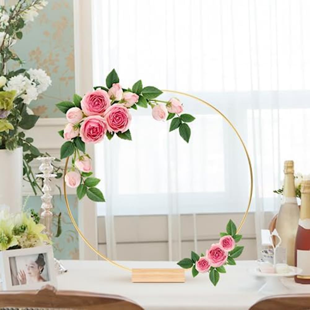20 centros de mesa florales con soportes, anillos de metal de 30,5 cm para mesa, boda, Navidad, colgar en la pared