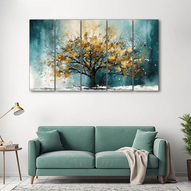 Image of The Castle Decor Abstract art painting with frame Big Size 36x60 Wall art for living room,Bedroom,Drawing room,Hotels-Wooden Framed-326