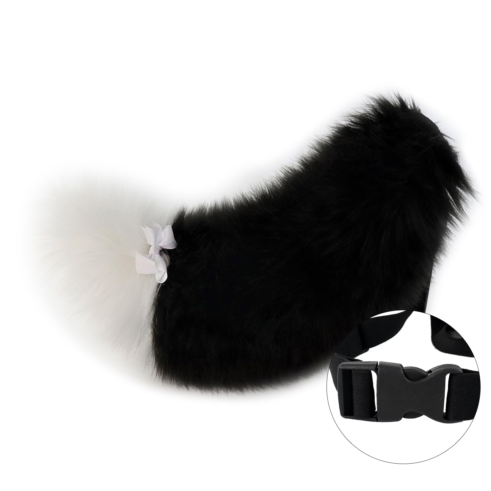 Faux Fur Fox Wolf Tail Soft Fluffy Fursuit Animal Tail with Adjustable Waist Strap, Cosplay Halloween Party Costume