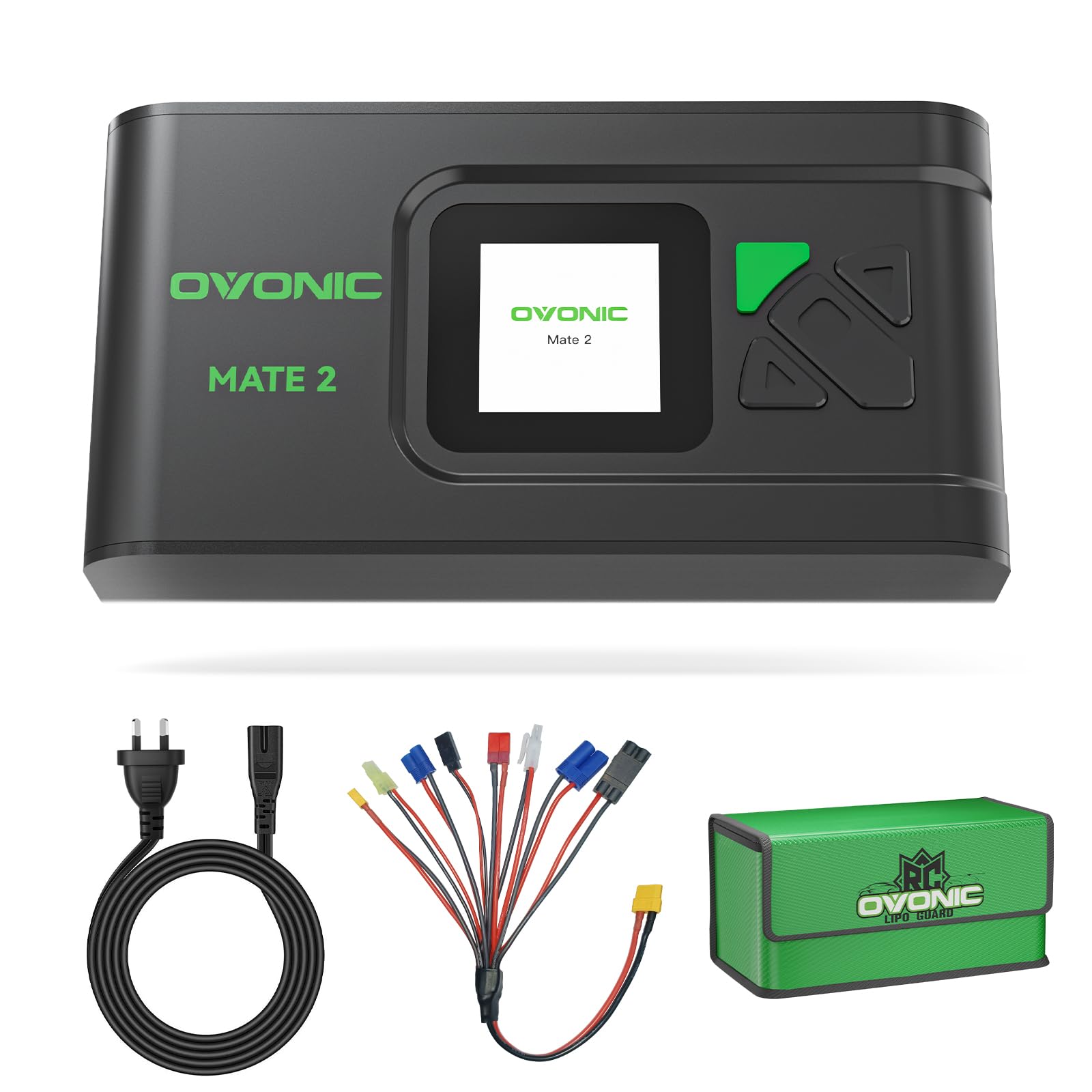 OVONIC Caricabatterie Smart AC 200 W 12 A LiPo Balance Caricabatterie per LiPo/Li-Ion/LiHV/Life (2-6S) e NiMH (4-15S) Nero Mate2