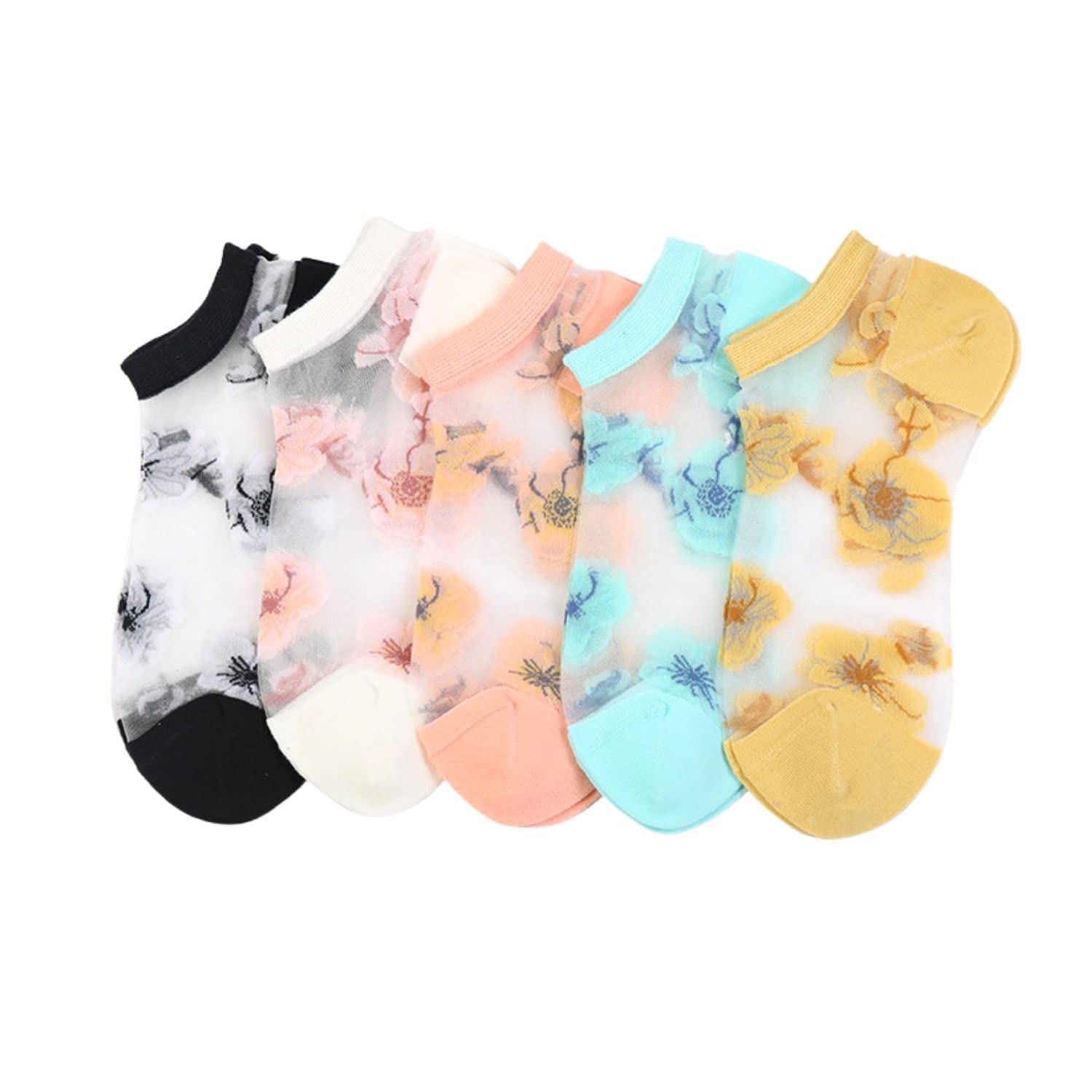 Benefeet Sox Womens Girls Sheer Socks Lace Mesh Ankle Socks Transparent See Through Short Sock Ultra Thin Nylon Summer Sock