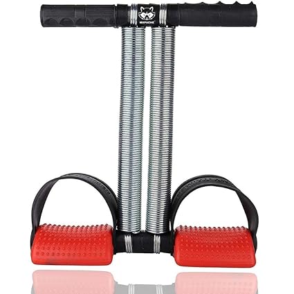 Mapache Premium Series- Tummy Trimmer for Abs and Waist Workout,portable,for Men and Women,non-slip Handles,color (Black-red)