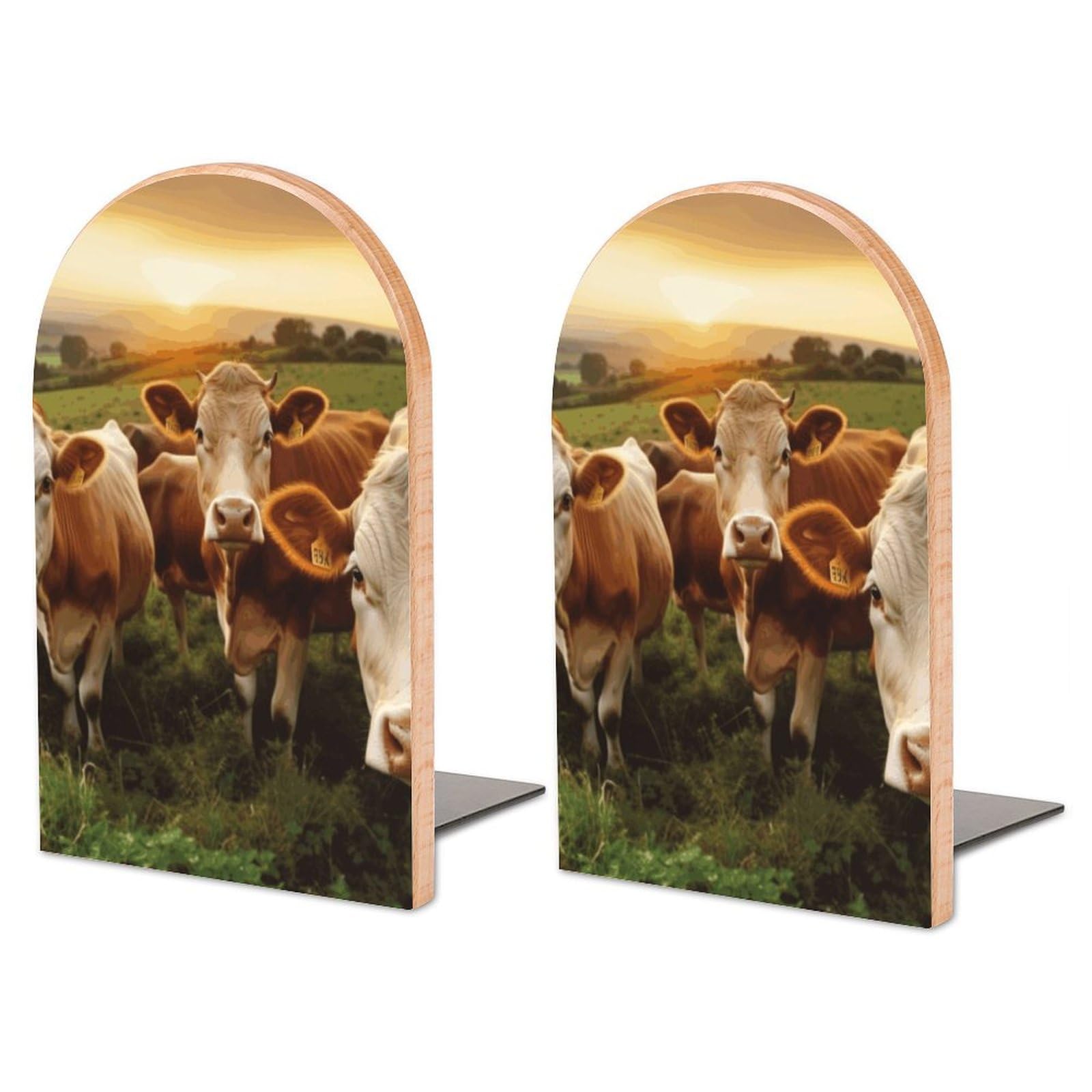 Serre-livres vaches en hêtre noble, serre-livres design de qualité