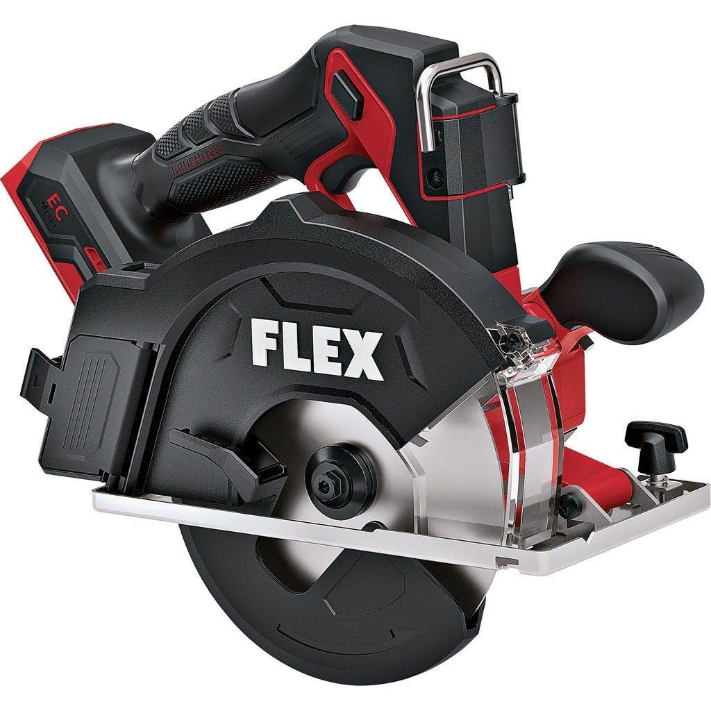 FLEX Akumulatorowa ręczna piła tarczowa do metalu 18 V (CSM 57 18-EC C, akumulator 18 V, głębokość cięcia 57 mm, 150 mm, maks. grubość materiału 800 N/mm2, brzeszczot do piły, płytka adapterowa