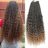 Crochet Box Braids Curly Ends 144 Strands 22 Inch Bohomian Crochet Braids Box Braids 3X Goddess Box...