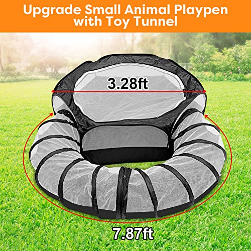 Small Animal Playpen Guinea Pig Cage Rabbit Pet With Tunnel Breathable&Transparent Pop Open Indoor Outdoor Exercise Portable Yard Fence With Top Cover For Cats,Bunny,Hamster,Hedgehog Pet,Chinchillas #TOP1