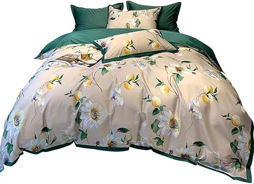 Floral Long-Staple Cotton Digital Printing Four-Piece Cotton Double Duvet Cover Bedding (Color  Color 1, Size  2m) (Color 1 1.5m)