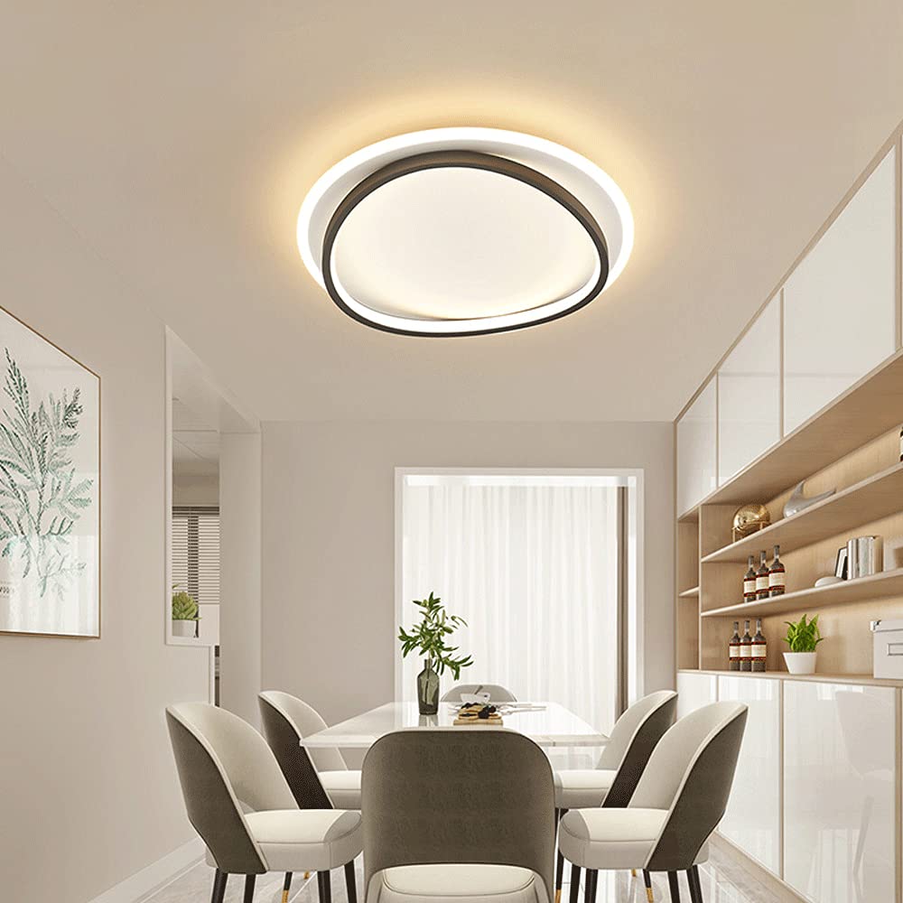 ZHANGL Plafoniera rotonda personalità alla moda Piastra guida luce LED luce piatta Lampada da soffitto in alluminio incorporata Apparecchio di illuminazione per balcone a variazione di temperatura a t