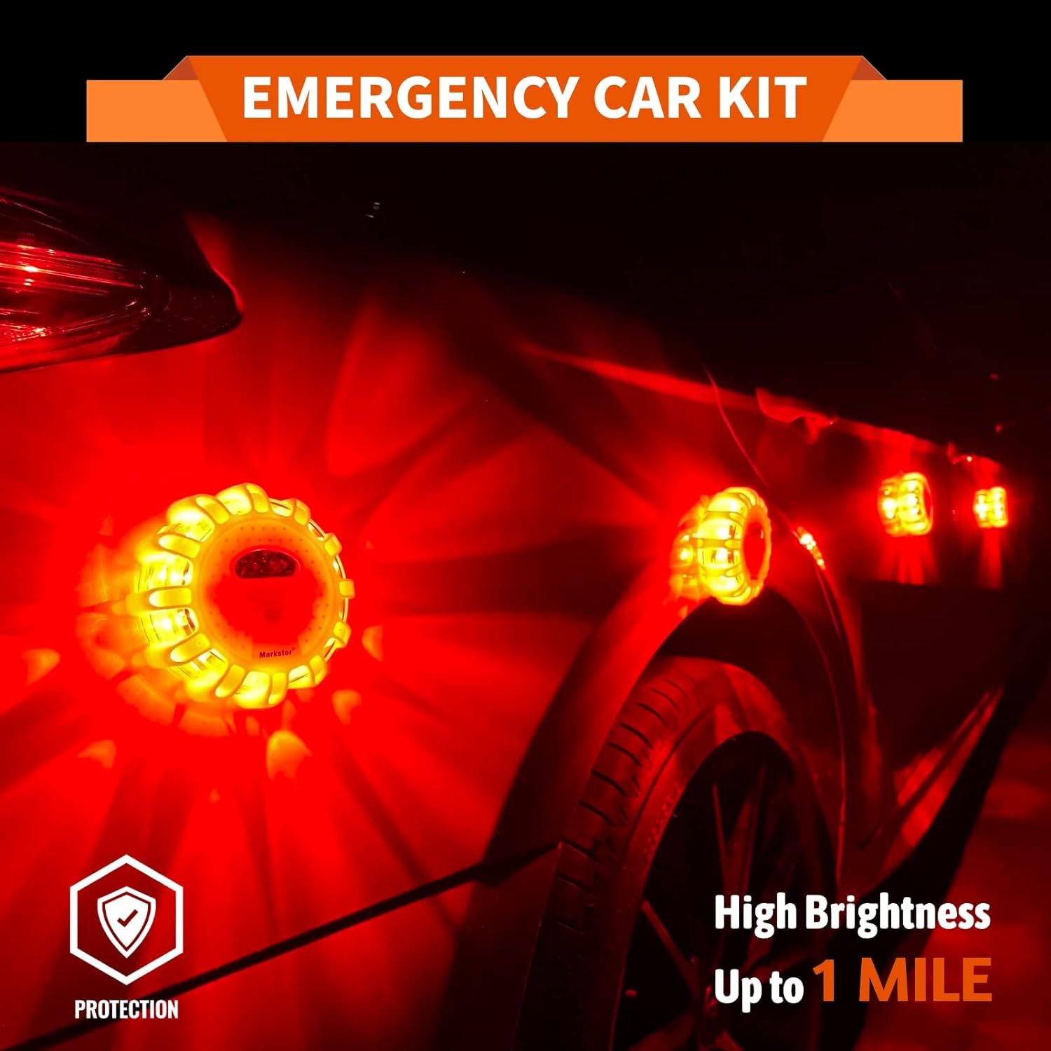 Paquete de 12 bengalas LED de carretera, kit de emergencia para coche, recargable por USB (batería de litio), luz de seguridad vial, 9 modos de flash, con imán y gancho de luz de advertencia