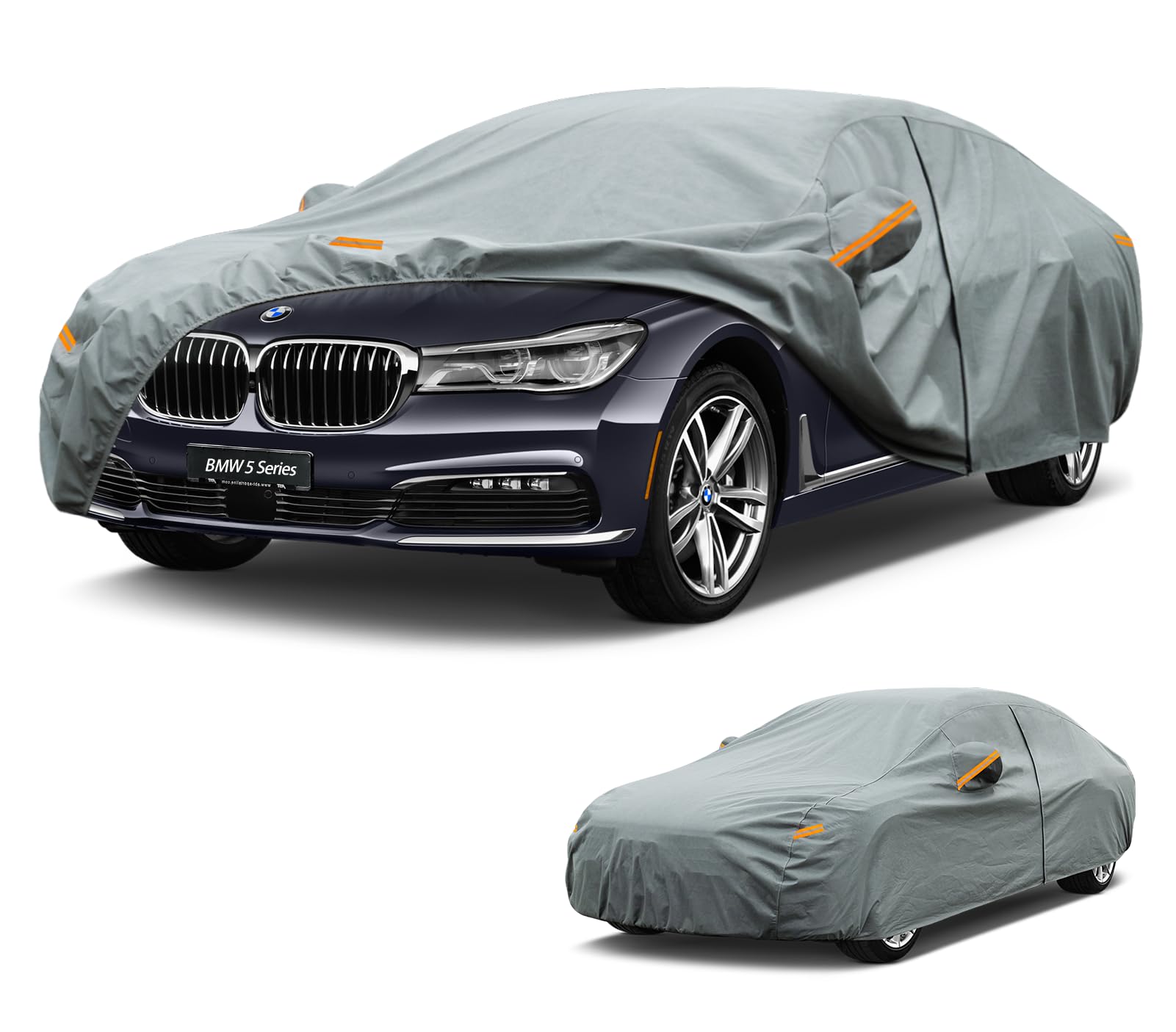 Kayme Robustes Autoabdeckung Wasserdicht Atmungsaktiv Passend für BMW 5 Series Limousine(1988-2007),Vollgarage Autoplane für Sonne Schutz Staub,Auto Abdeckplane Faltgarage Abdeckung.