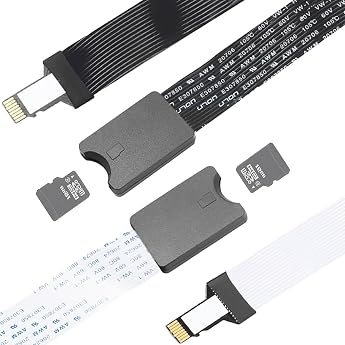 2pcs Micro SD to Micro SD TF to TF Card Reader Adapter Soft Flat FPC Extender Cable 46-48cm Black and White Car TF External Card Reader