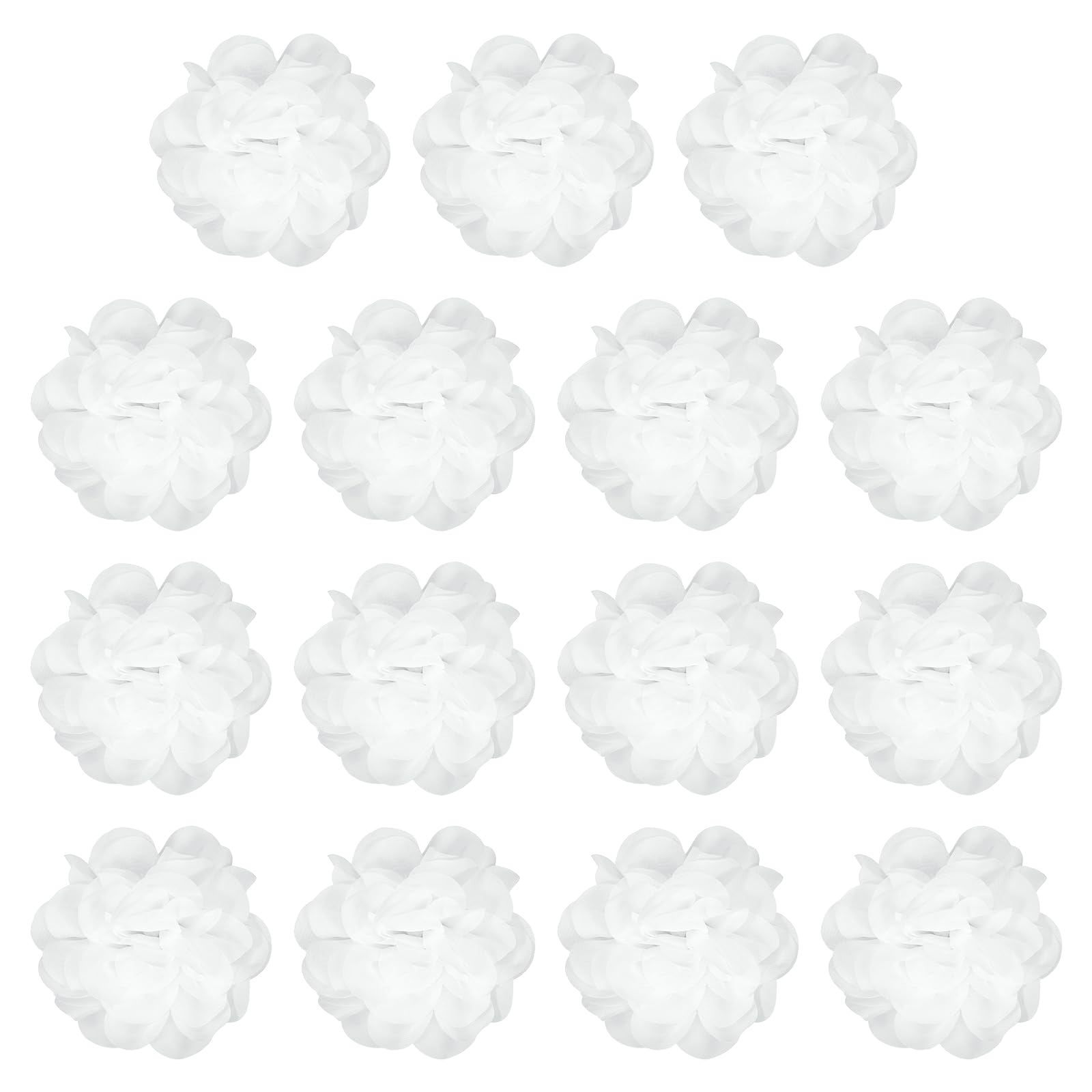 YELARXI Chiffon Flowers, Sewing Fabric Appliques, Chiffon Flowers Appliques - Fitting for (Women/DIY Crafts/Headbands/Hair Accessories/Wedding/Party/Corsage) 4 Inch & 15 Pack & Light White