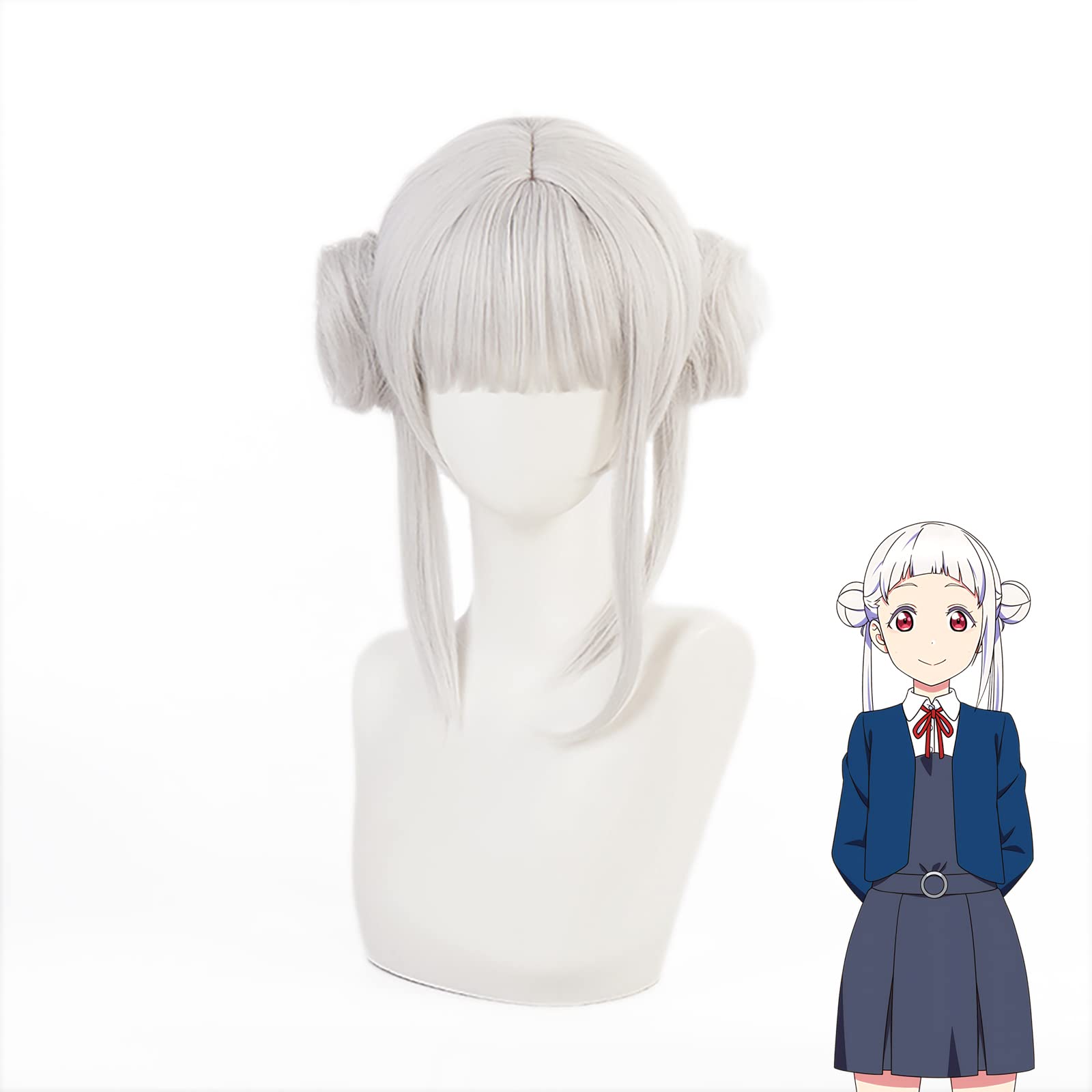 AadessoAnime LoveLive!Superstar!! Cosplay Wig Arashi Chisato Wig Silver Wig with Two Ponytails Halloween Party Daily Synthetic Hair Wig With Free Wig Cap