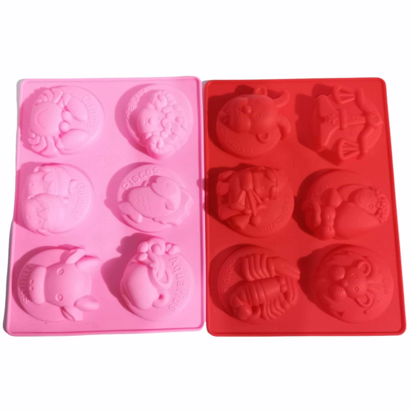 Folca® 2 Pcs 6 Cavity Star Signs Silicone Mould for Handmade Soap, Cake, Jelly, Pudding, Chocolate, Dessert etc (12 Sun Sign Mould)