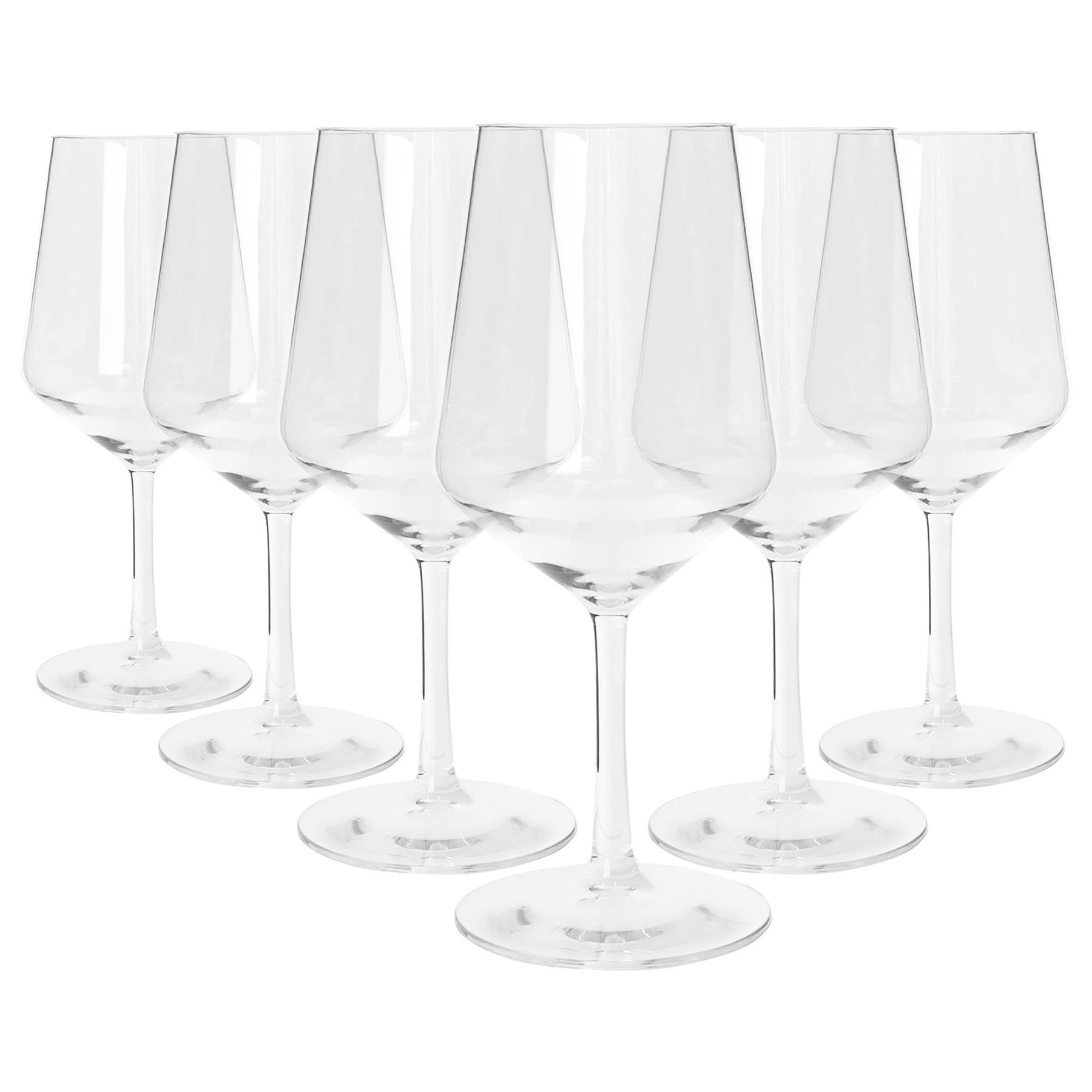 Argon Tableware Reusable Plastic Glasses - 500ml - Pack of 6 - Wine Glasses - Clear Cocktail Champagne Tumbler Drinking Cups for Garden, Parties, Weddings, BBQ and Picnic