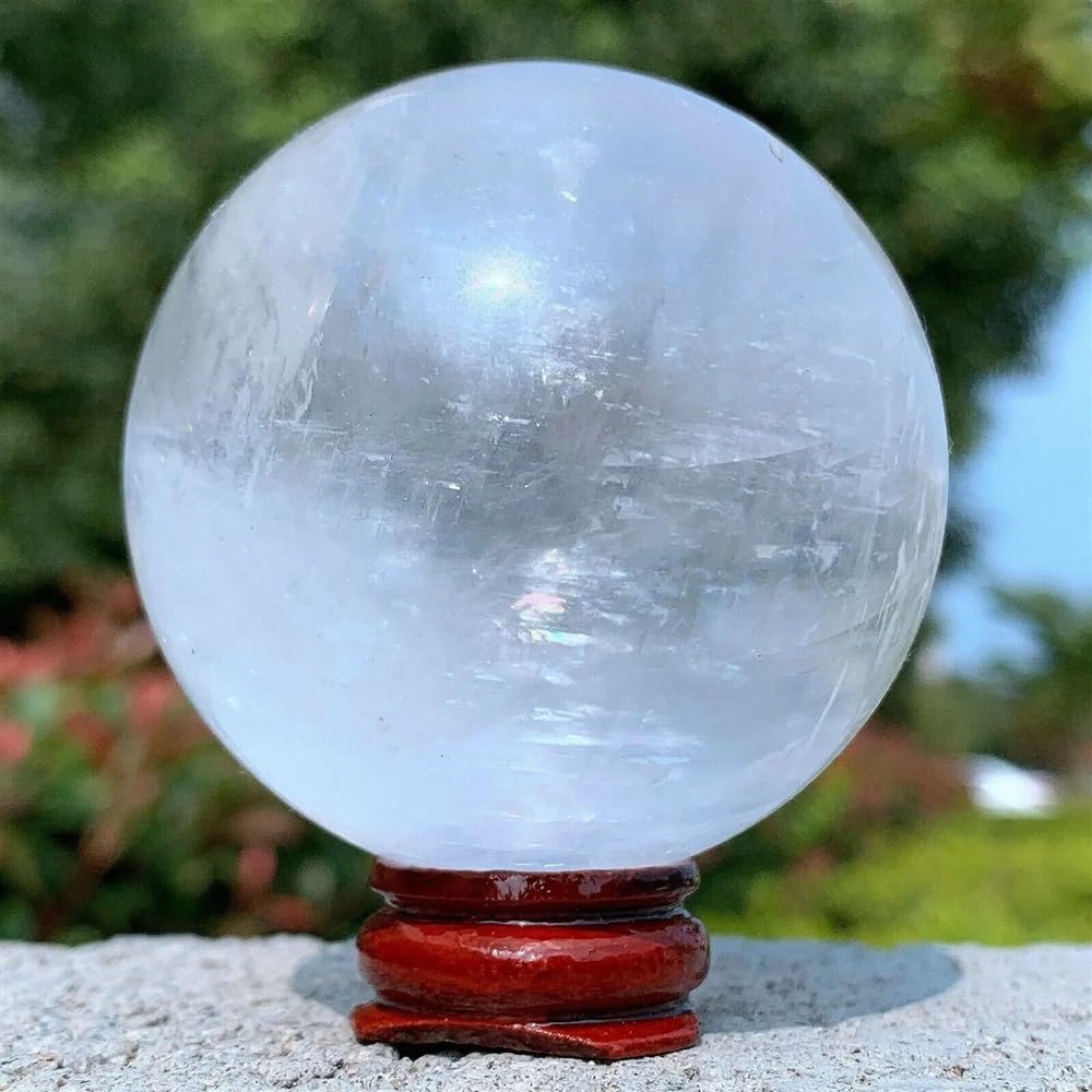 PKNVKZIDK Stone White Calcite Quartz Sphere Crystal Ball (210-300g)