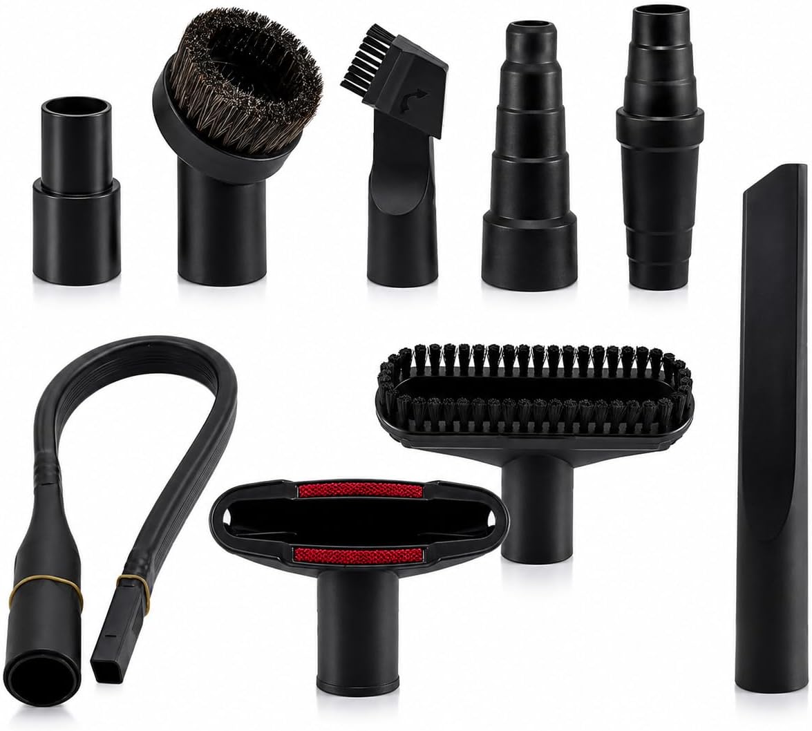 Vacuum Attachments for Shop-Vac Contractor Heavy-Duty Series 18 Gallon Wet/Dry Vacuum 2000–2015, Vacuum Brush Attachment Kit with Flexible Crevice Hose, Extension Wands and Adapters,9-piece