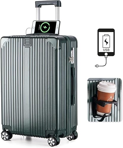 スーツケース 拡張型 キャリーケース 軽量 M USB カップホルダー付 グレー スーツケース 拡張型 キャリーケース 軽量 M USB カップホルダー