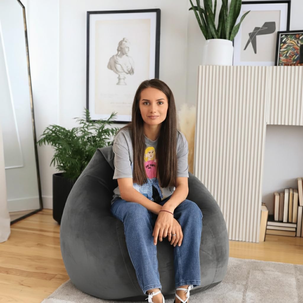 Dojo Teardrop Bean Bag Chair (Filled) - Plush Ultra Sofa Giant Bean Bag for Adults, Teens, Kids - Double Stitched, Easy to Clean