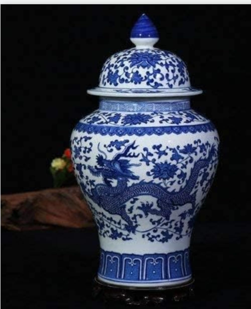 Bzgpmfud B Vase Desktop China Hand Painted Flower Lue And White Porcelain(B)