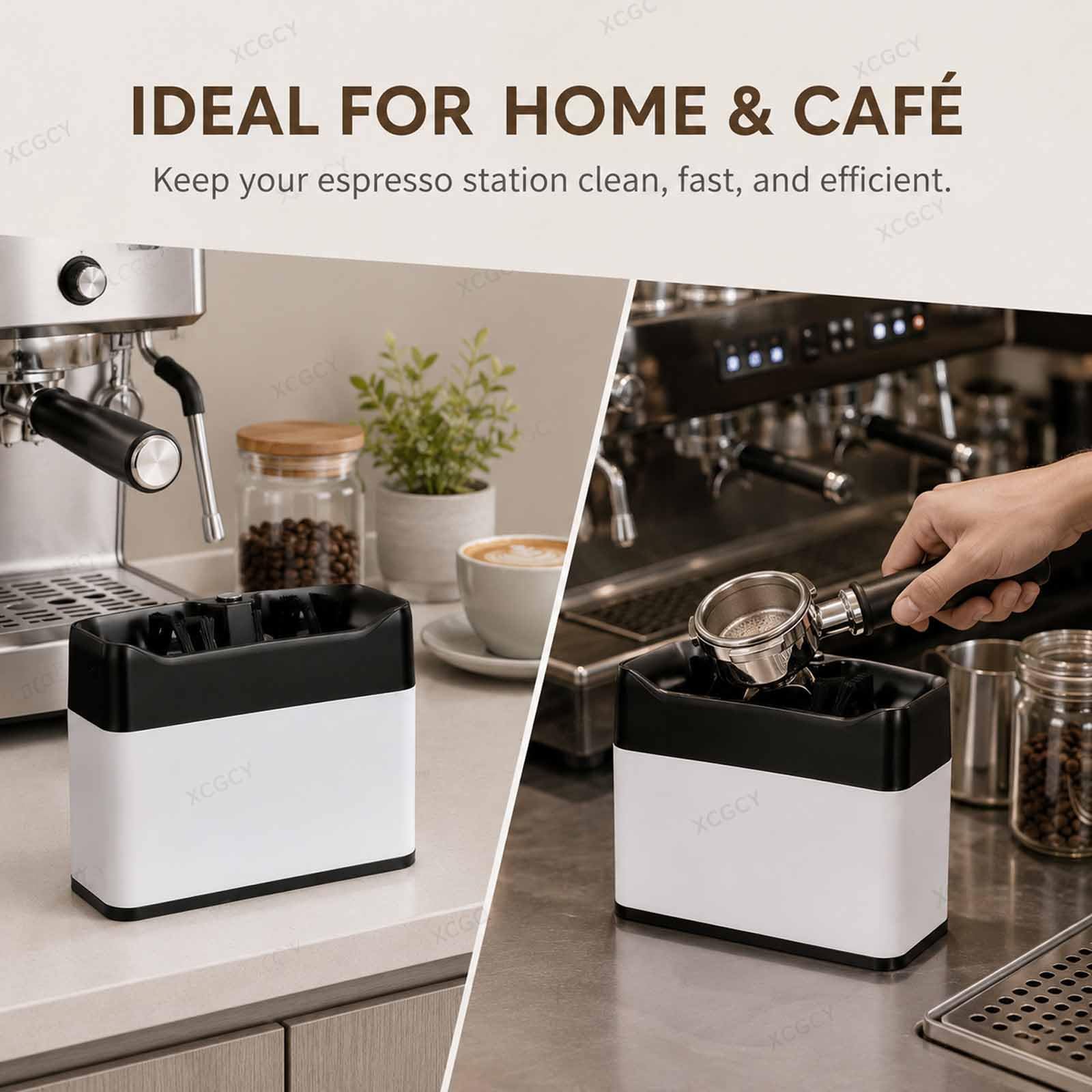 Limpiador Eléctrico Automático De Posos De Café, Limpiador Eléctrico De Portafiltros para Espresso, Máquina 58 Mm, 340 RPM con 2 Raspadores, 2 Cepillos Y Contenedor Black