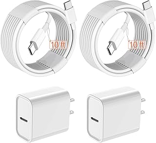 iPad Pro Charger, iPad Charger Cord 2Pack 10 FT, 20W Type C Charger with Long USB C to C Cable for iPad Pro 12.9 in 5th/4th/3rd Gen,iPad Pro 11 in 2021/2020/2018,iPad Air 5th/4th Gen,iPad Mini 6th Gen