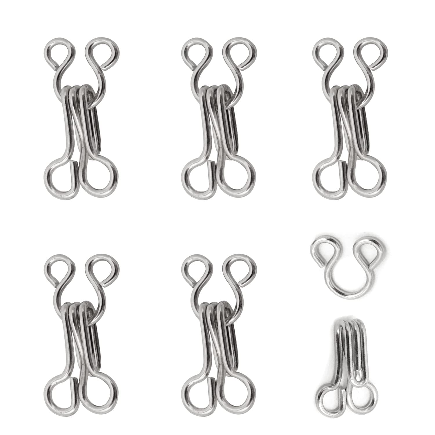 Dreamlover 100 Sets 17mm Silver Metal Rust Proof Hook and Eye Closures Sewing Hooks and Eyes for Bra Clothing Fasteners Trousers Skirt DIY Craft-image-33