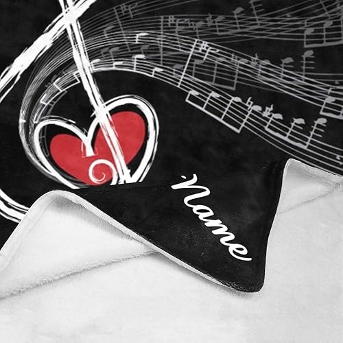 Miniatura 4 de Manta personalizada con texto del nombre, manta de forro polar súper suave personalizada con texto en inglés Treble Love, manta de forro polar súper
