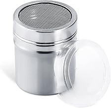 Fine Mesh Shaker, Stainless Steel Powder Sugar Shaker with Lid Mesh Powder Shaker Duster Sifter for Cinnamon Icing Sugar Powder