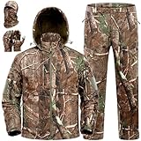 New View Quiet Hunting Clothes for Men, Camo Hunting Jacket and Pants, Water Resistant and Insulated