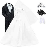Vista 9 de BJDBUS Edición Limitada Set de 3 Vestidos de Boda para Muñeca Negra Accesorios para Muñeca de 11.5 Pulgadas, Ropa de Princesa, Vestido, Falda