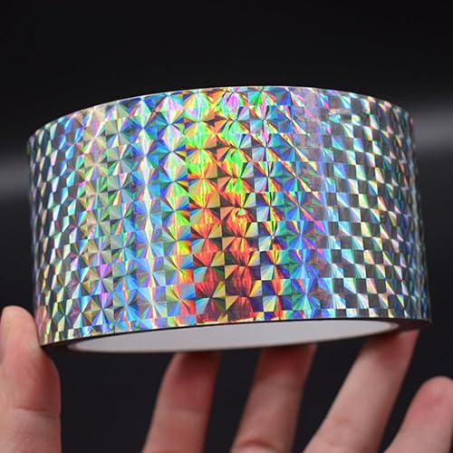 Miniatura 5 de Cinta reflectante holográfica autoadhesiva, cinta reflectante holográfica para mantener alejados a los pájaros, proyectos de manualidades, arte de