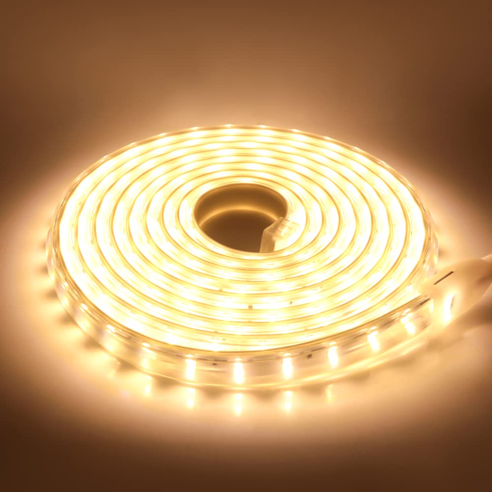 220V Ruban à LED, 120Leds/m Bande LED Etanche, 2832 IP67 Etanche Bande Strip Led (20m, Blanc chaud)