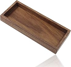 aufodara Pen Holder Desk Organiser Wooden Bowl, 19.1 x 8.2 x 2.2 cm, Accessory Tray for Office, Home, School (Walnut)