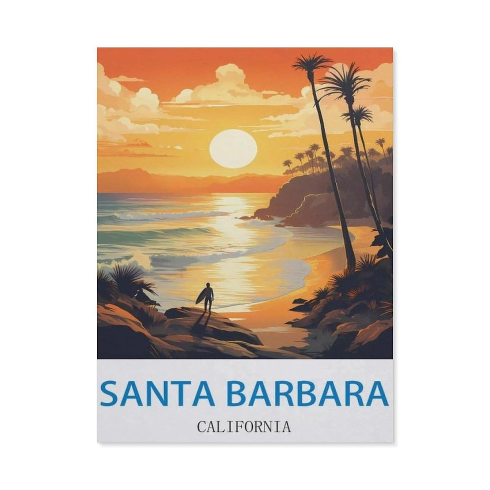 BEAYODKP 5D DIY Diamond Painting，Santa Barbara California ， Surf