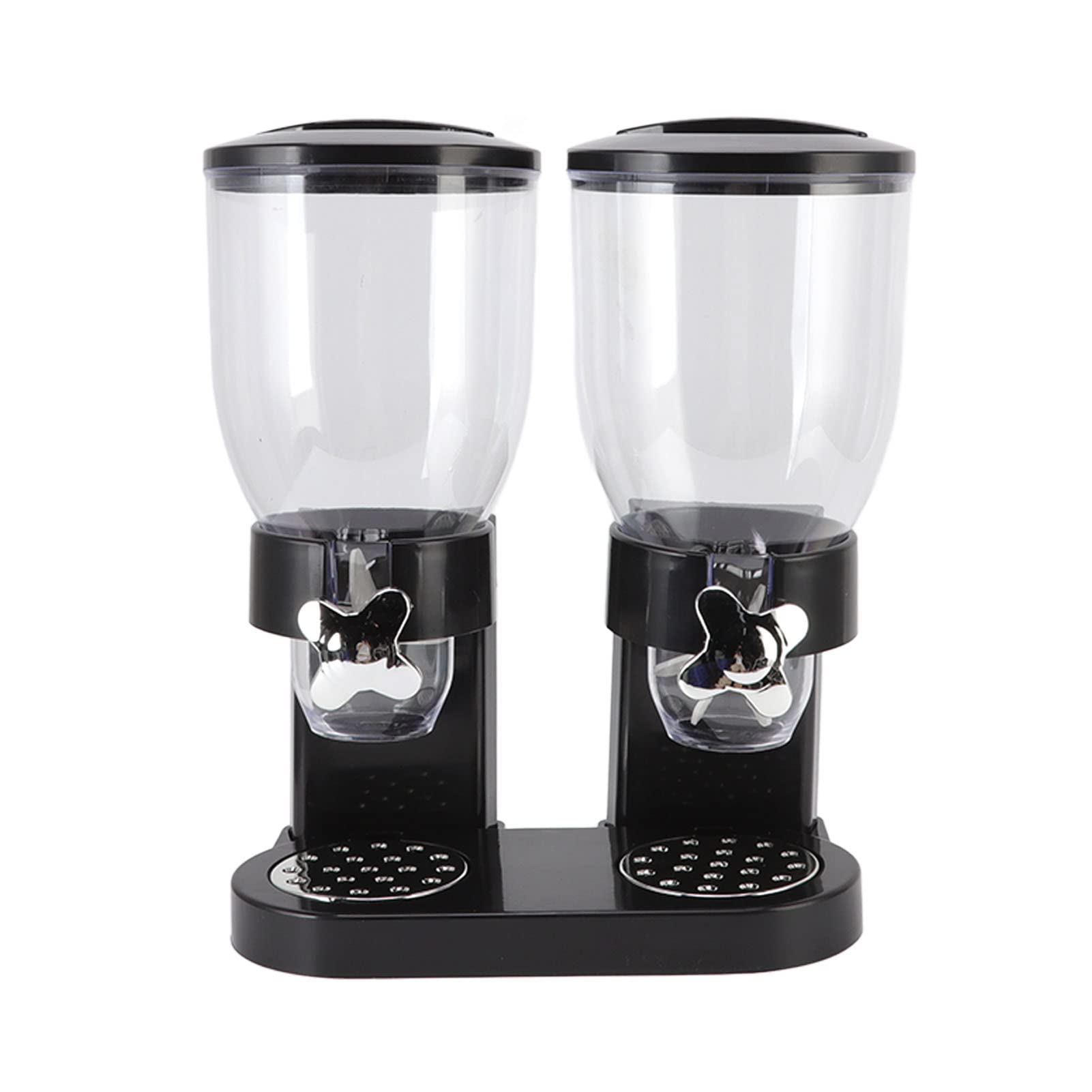 Eujgoov Dispenser per Cereali, Doppio Contenitore in ABS, 7 Litri, Organizer per Alimenti Secchi con Coperchi Ermetici, Erogazione Controllata, Montaggio a Parete, da Banco, per Pasta di Riso, (BLACK)