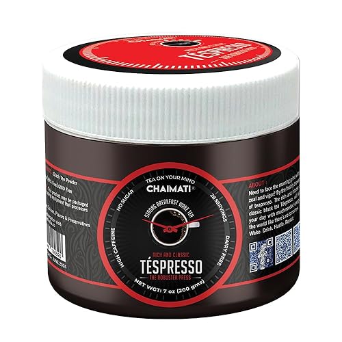 Té en polvo Tespresso (Tetera negra, tarro de 8.82 oz (paquete de 1))