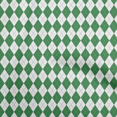 oneOone Cotton Poplin Green Fabric Check Argyle Dress Material Fabric Print Fabric By The Yard 42 Inch Wide