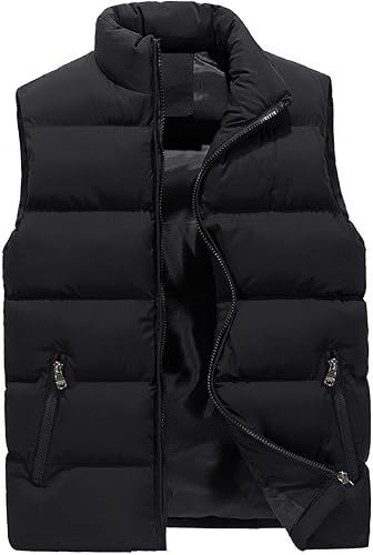 WENKOMG1 Chaleco acolchado de invierno para hombre, chaleco de esquí ligero plegable con cremallera, sin mangas, resistente al agua