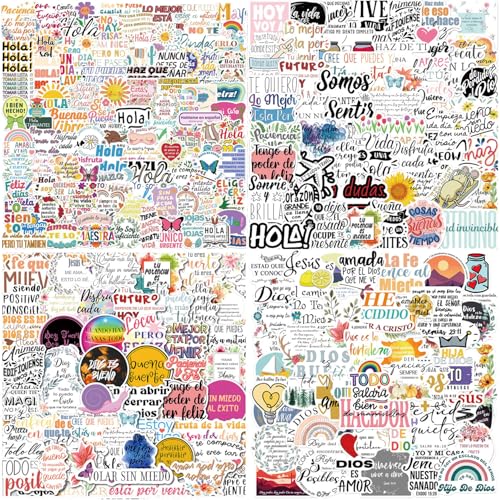 200 calcomanías con cita motivacional en español, calcomanías inspiradoras positivas en español para adultos, paquetes de calcomanías para laptop, botella de agua, coche, taza, computadora, guitarra