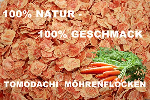 Möhrenflocken Hund, Barf Zusatz, Karottenflocken, Ergänzungsfutter Hund, Verdauung, Stoffwechsel, Immunsystem, reich an Vitaminen, Mineralien, BetaCarotin, kalorienarm, Diät, Tomodachi® 3kg Eimer