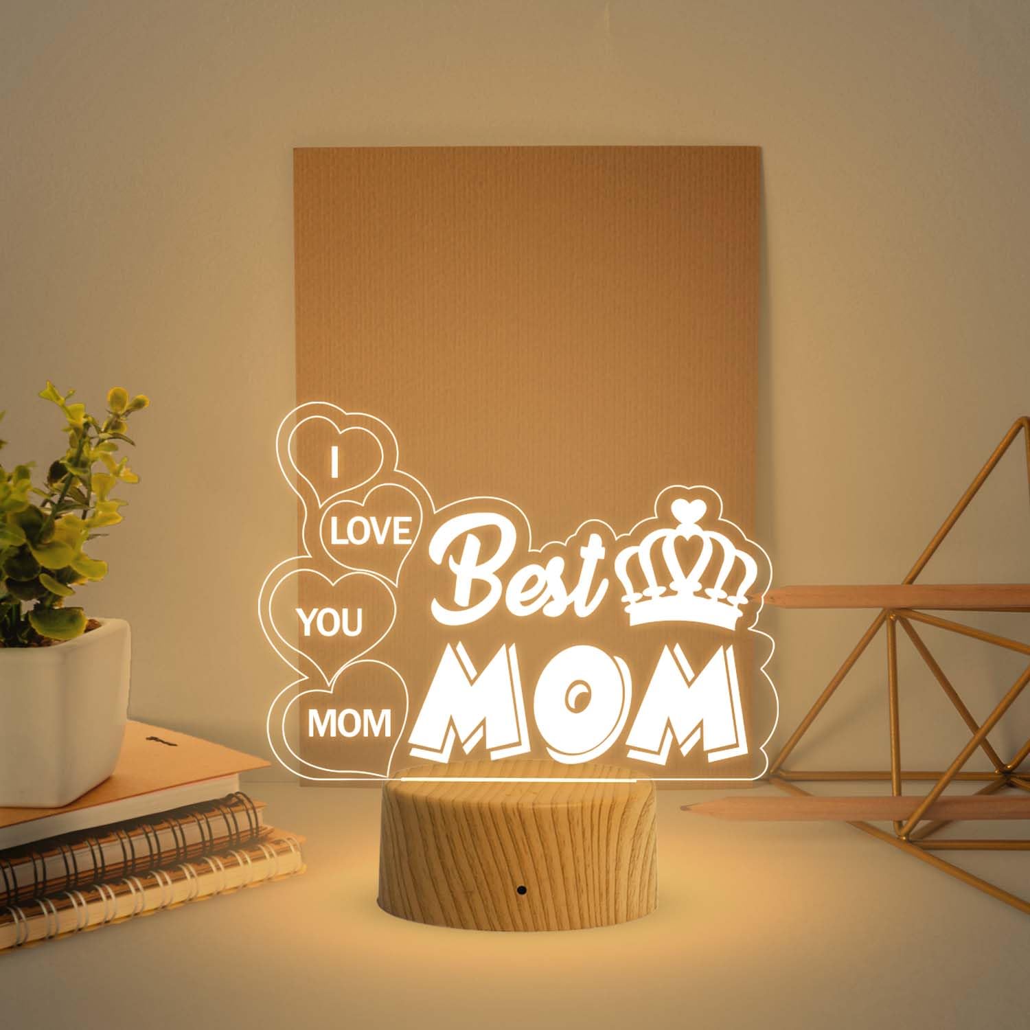 Gift Me Bazar Best Mom Acrylic Led Desk Table Lamp | Birthday Gift for Mom | Mothers Day Gift | Express Your Love for Mom | Warm White Lamp with On/Off Touch Button | USB Powered-image-22