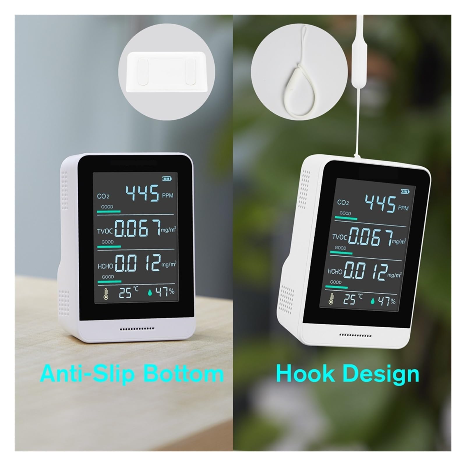 Monitor di qualità dell'aria Misuratore CO2 for interni Tester accurato for temperatura formaldeide e umidità relativa Per cucina e camper