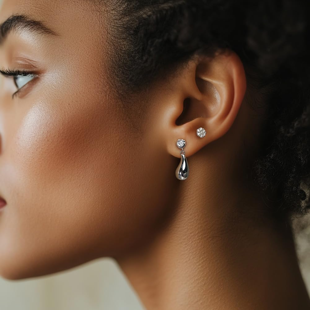 WBDWWTD Sterling Silber Zirkonia Tropfen Ohrringe für Frauen AAAAA CZ Tropfen Baumeln Ohrringe Abschlussball Geburtstag Schmuck Geschenke Braut