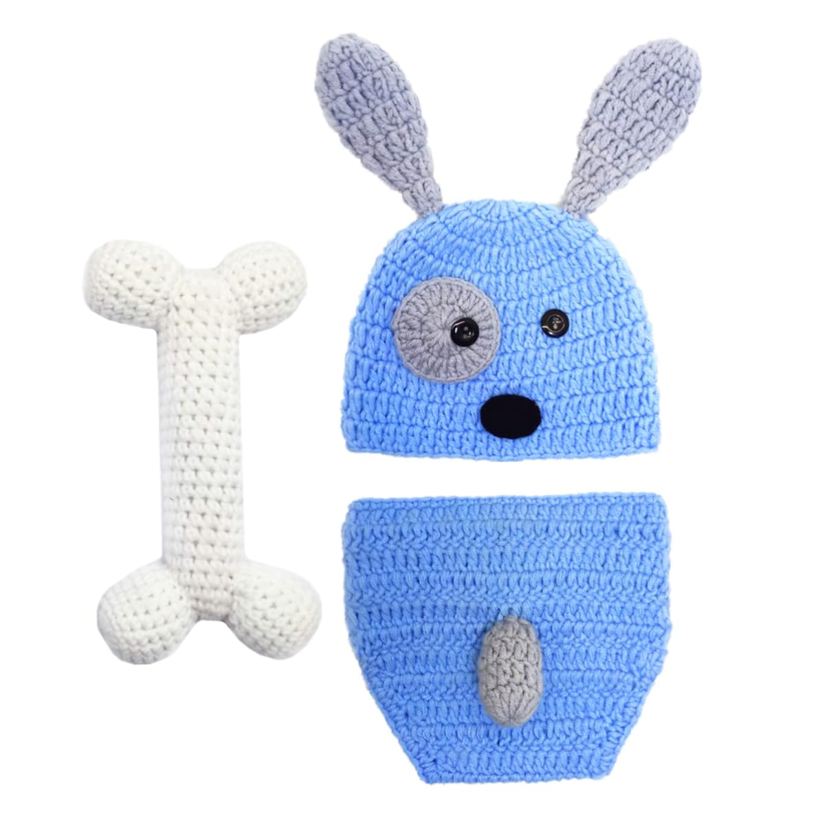 BESPORTBLE Ropa Recién Nacida Tejida A Mano Traje De Fotografía Recién Nacido Ropa Infantil Trajes De Cachorro Ropa De Bebé Gorro Tejido Bebe Azul Algodón
