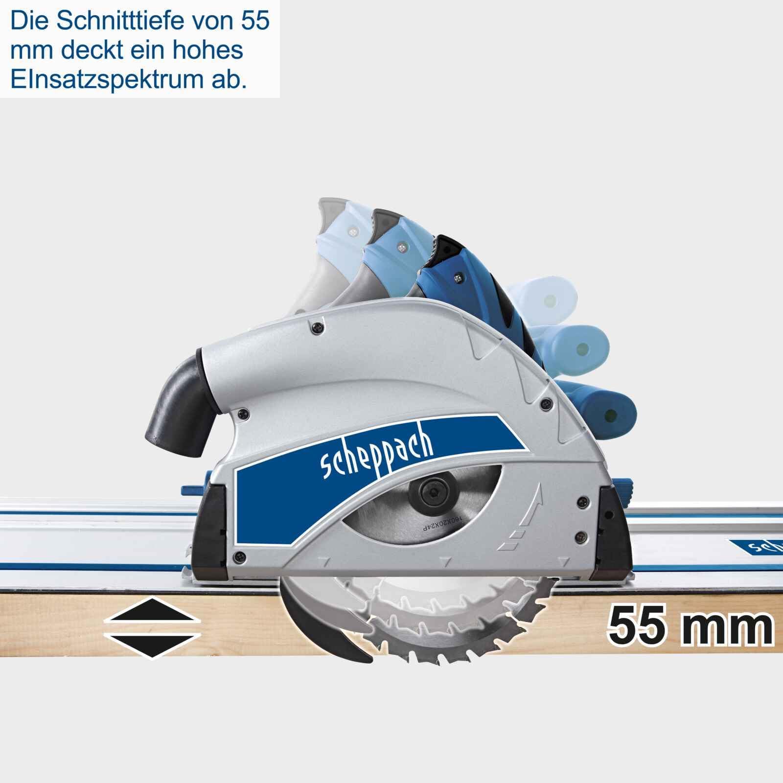 Scheppach Tauchsäge PL55 Handkreissäge mit 2x700mm Führungsschiene & 1200W