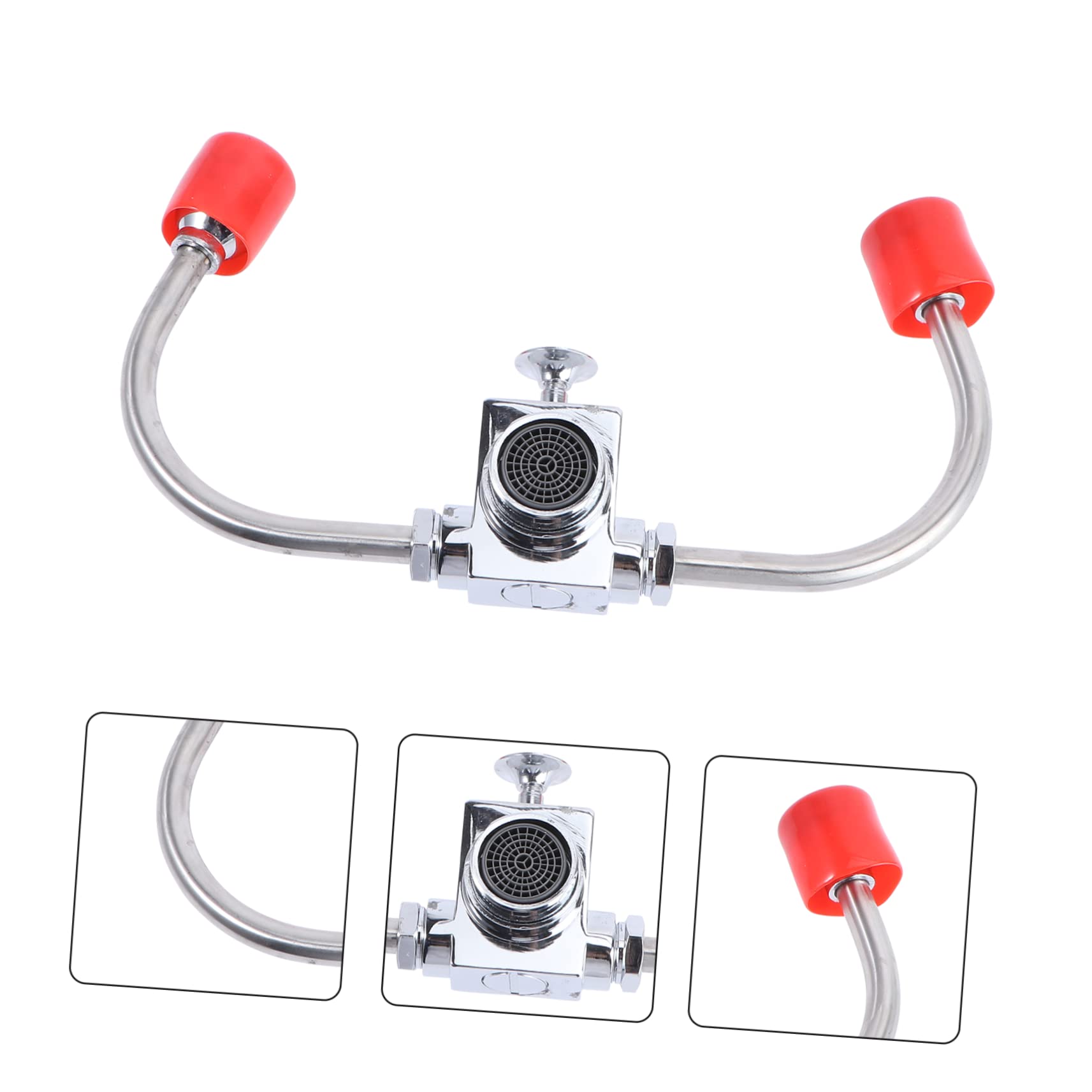 Ciieeo Lavaojos De Emergencia Montado En Grifo De Acero Inoxidable 304, Portátil Con Doble Boquilla y Rotación 360°, Unidad De Lavado De Ojos Para Fregadero Industrial