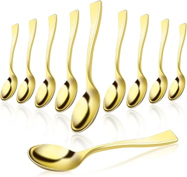 80pcs Disposable Gold Plastic Mini Spoons 3.94 Inch Food Safe Dessert Tasting Spoons for Ice Cream Pudding Appetizer Elegant Party Wedding Cake Decoration Sampling, Catering, Bulk