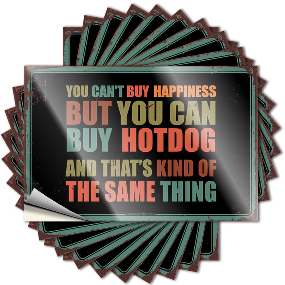 Teen Stuff Garage Decal | You Can't Buy Happiness But You Can Buy Hotdog Vintage Durable Vinyl Sticker Easy Apply for Car(8X12CM)