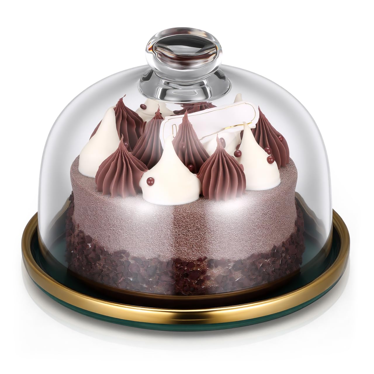 Cabilock 1 set de support à gâteau, cloche en verre, cloche à fromage, assiette en céramique, cloche à gâteau, cloche à gâteau, couvercle pour aliments